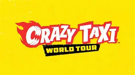 Imagem oficial de Crazy Taxi: World Tour com táxi amarelo em cena de alta velocidade