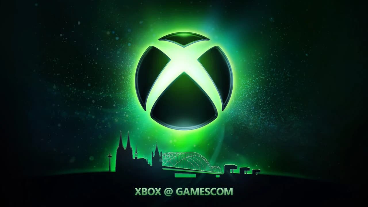 Arte oficial do Xbox para a Gamescom 2026, evento em que a marca terá 25 jogos disponíveis em 140 estações de demonstração