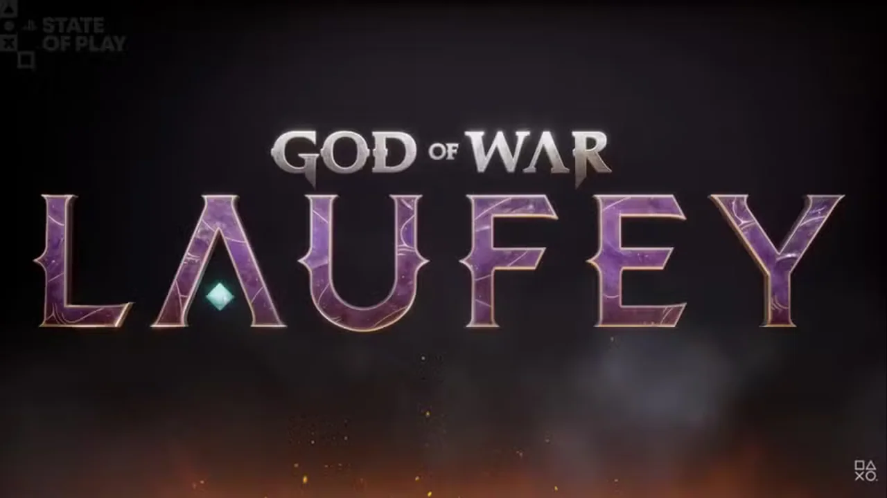 Arte oficial de God of War: Laufey destacando Laufey com armadura e o machado Leviathan em ambiente nórdico